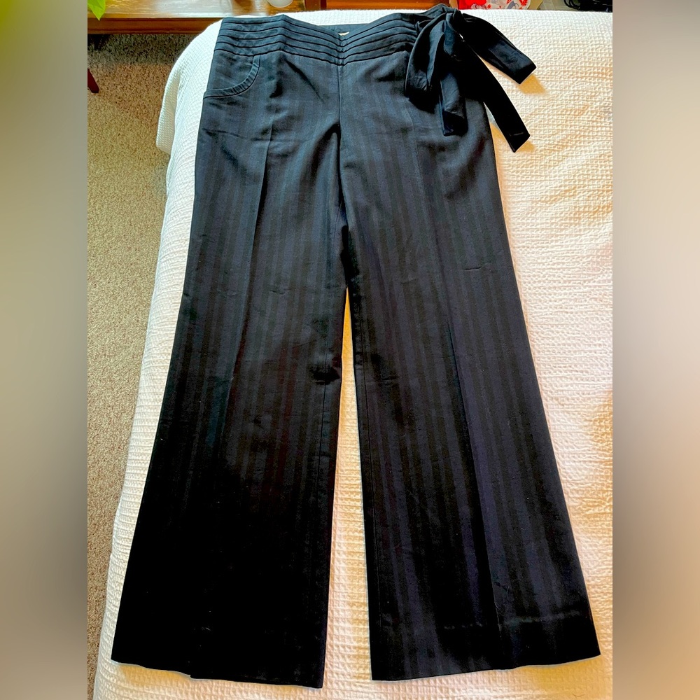 Anthropologie Elevenses Blue and Black Stripe Pants Size 12